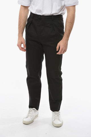 Pantaloni a Gamba Diritta e Vita Alta con Pince