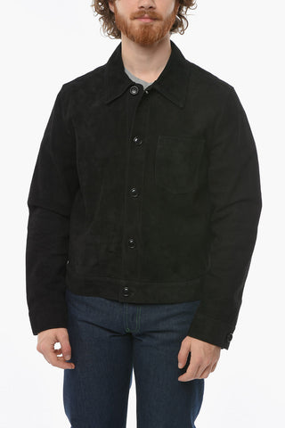 Breast-pocket Suede Overshirt
