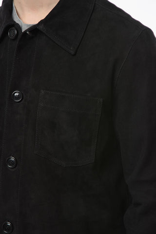 Breast-pocket Suede Overshirt