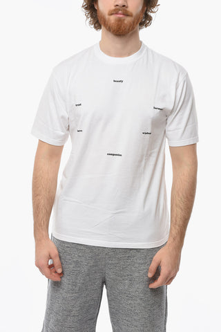 Crew-neck T-shirt with Back Graphic Print and Contrasting Lettering