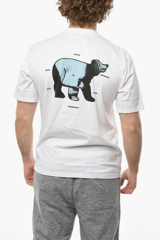 Crew-neck T-shirt with Back Graphic Print and Contrasting Lettering