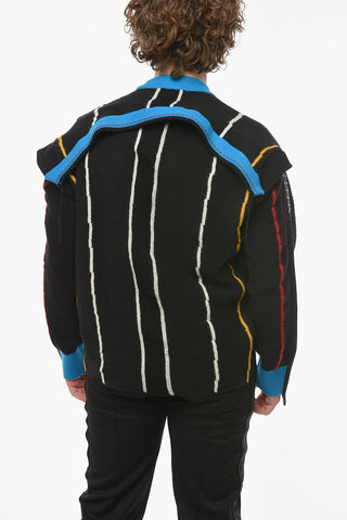 Folding Knitted Jumper with Drop Shoulder and Deconstructed Design