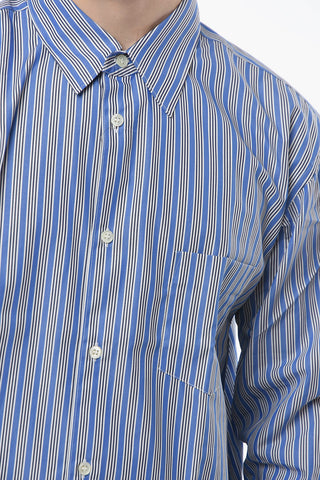 FOREVER Camicia in Cotone con Motivo Bayadere e Taschino