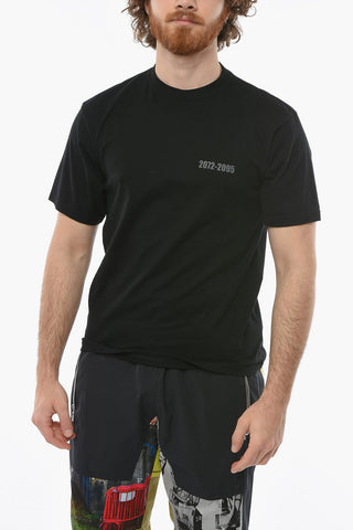 Ribbed Crew-neck T-shirt with Back Multicolored Graphic Print