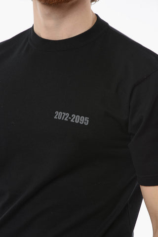 Ribbed Crew-neck T-shirt with Back Multicolored Graphic Print