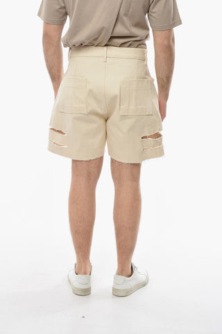 FOGACHINE Shorts SPARTAN in Denim Spalmato con Dettaglio Cut-out
