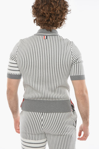 Seersucker Cotton Polo with Striped Pattern
