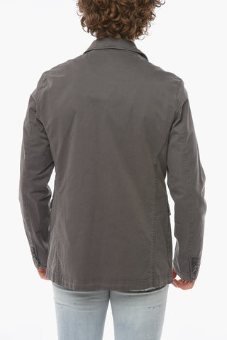 Blazer a 3 Bottoni in Twill di Cotone con Taschino a Toppa