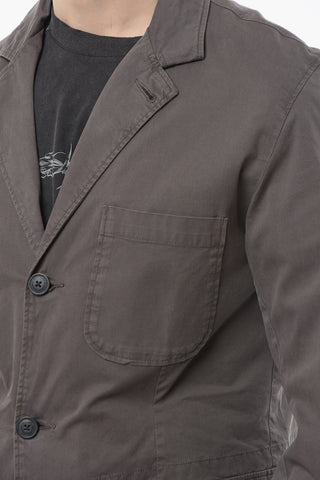 Blazer a 3 Bottoni in Twill di Cotone con Taschino a Toppa