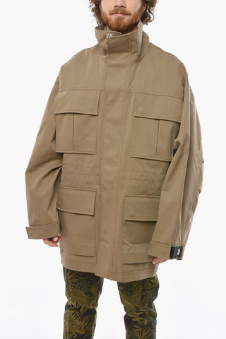 Cotton Blend Oversized Jacket with Utility Pockets