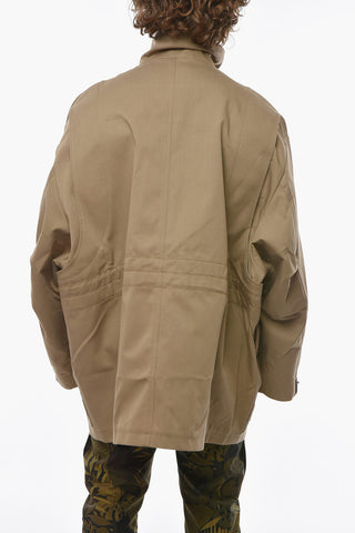 Cotton Blend Oversized Jacket with Utility Pockets