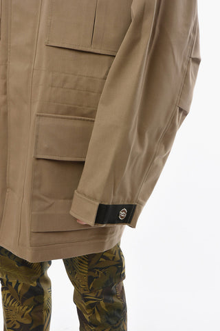 Cotton Blend Oversized Jacket with Utility Pockets