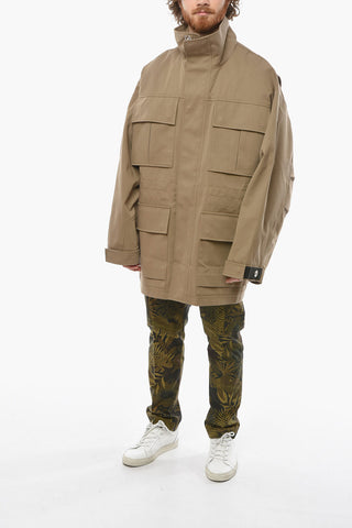 Cotton Blend Oversized Jacket with Utility Pockets