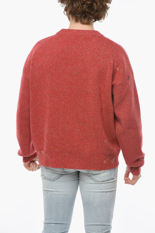 Maglione in Lana a Coste con Stampa PALMA a Contrasto