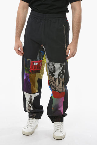Multicolor Graphic Printed Joggers with Zipped Pockets