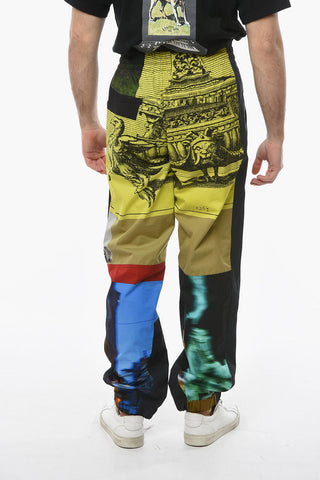 Multicolor Graphic Printed Joggers with Zipped Pockets