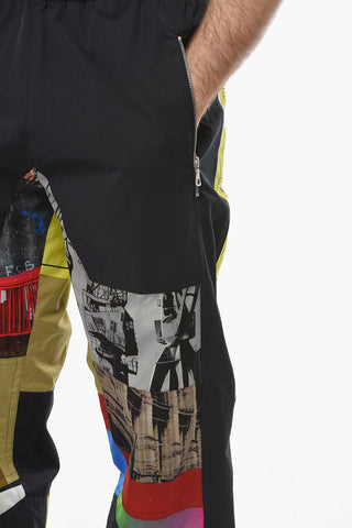 Multicolor Graphic Printed Joggers with Zipped Pockets