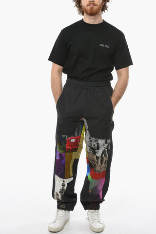 Multicolor Graphic Printed Joggers with Zipped Pockets