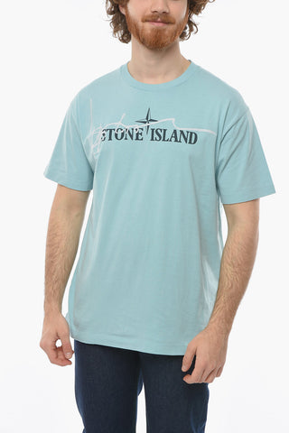INK TWO Crew-neck T-shirt with Contrasting Lettering