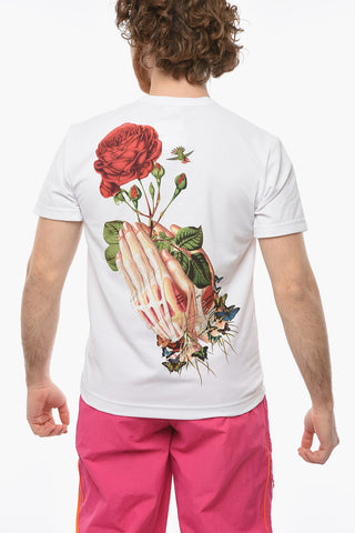 HOMME PLUS Technical Fabric T-shirt with Back Multicolor Print