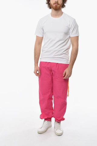HOMME PLUS Technical Fabric T-shirt with Back Multicolor Print