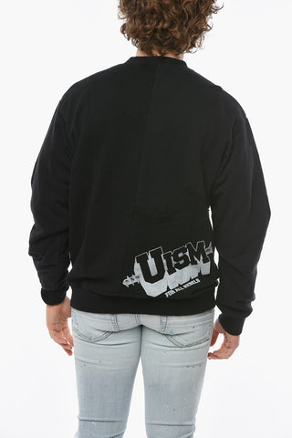 UNDERCOVERISM Felpa Girocollo con Lettering a Contrasto e Dettaglio Patchwork