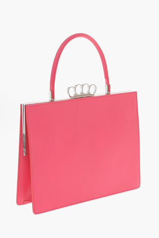 Chain Handle 4 RING FRAME Leather Tote Bag
