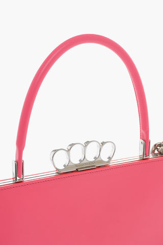 Chain Handle 4 RING FRAME Leather Tote Bag