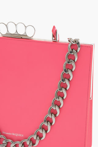 Chain Handle 4 RING FRAME Leather Tote Bag