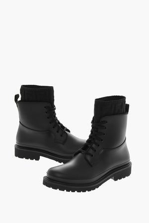 Knitted Sock Detail BIKER Rubber Combat Booties