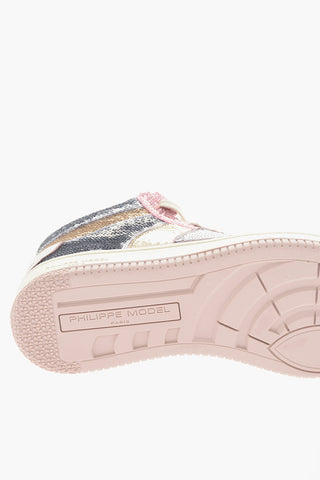 Lace-up ARLES HIGH Sneakers with Multicolored Sequines and Logo Patch