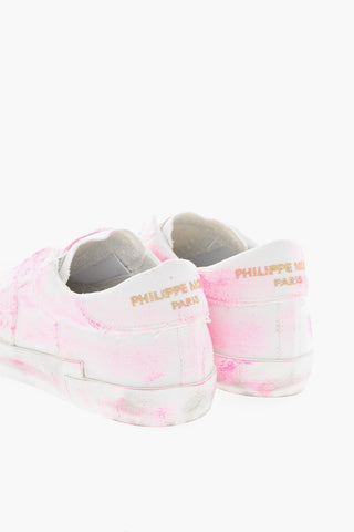 Distressed Slip On PRSX Sneakers with Paint Splatters Motif