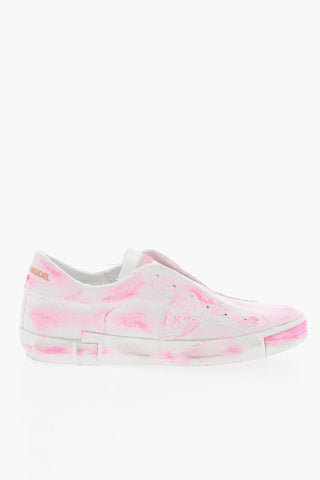 Distressed Slip On PRSX Sneakers with Paint Splatters Motif