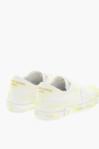 Distressed Slip On PRSX Sneakers with Paint Splatters Motif