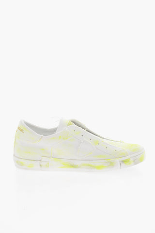 Distressed Slip On PRSX Sneakers with Paint Splatters Motif
