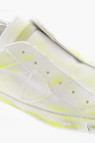 Distressed Slip On PRSX Sneakers with Paint Splatters Motif