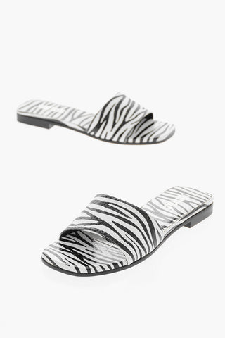 Python Effect Calfskin ROSA Slides with Zebra Motif and Logo