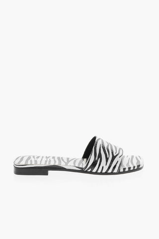 Python Effect Calfskin ROSA Slides with Zebra Motif and Logo