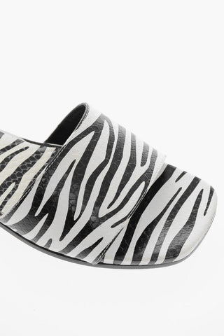 Python Effect Calfskin ROSA Slides with Zebra Motif and Logo