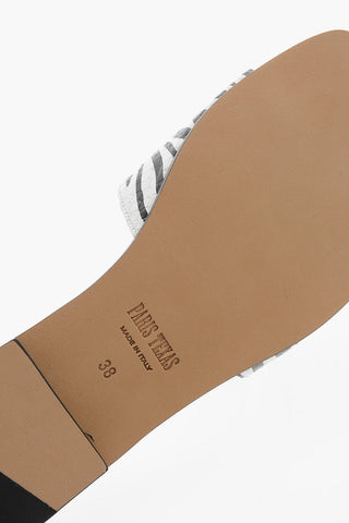 Python Effect Calfskin ROSA Slides with Zebra Motif and Logo