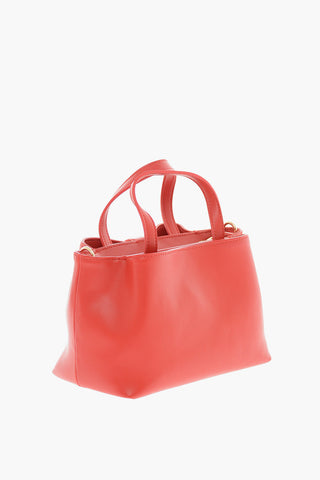LOVE Faux Leather Bag with Double Handle and Heart Charm