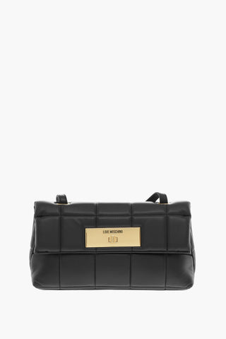 LOVE Borsa a Tracolla in Ecopelle Trapuntata con Chiusura Turn Lock Dorata