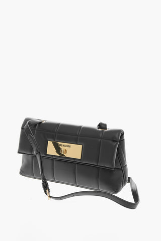 LOVE Borsa a Tracolla in Ecopelle Trapuntata con Chiusura Turn Lock Dorata