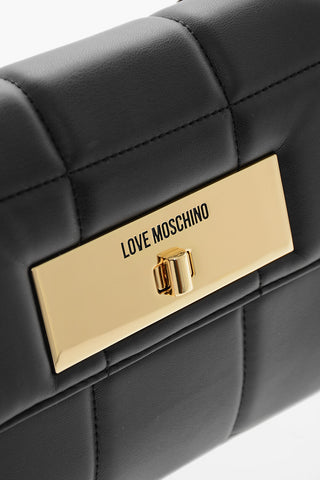 LOVE Borsa a Tracolla in Ecopelle Trapuntata con Chiusura Turn Lock Dorata