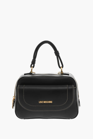 LOVE Borsa a Mano in Pelle Vegan con Cuciture a Vista