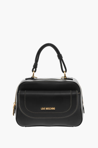 LOVE Vegan Leather Top-Handle Bag with Visible Stitching