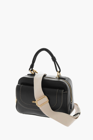 LOVE Vegan Leather Top-Handle Bag with Visible Stitching