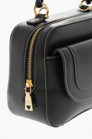 LOVE Vegan Leather Top-Handle Bag with Visible Stitching