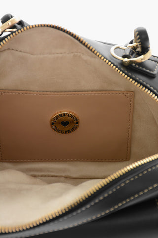 LOVE Vegan Leather Top-Handle Bag with Visible Stitching