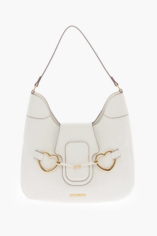 LOVE Borsa Hobo in Ecopelle Martellata con Maxi Morsetto a Forma di Cuore